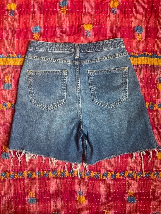 Pilcro Distressed Blue Denim Cutoff Shorts - Picture 6 of 7